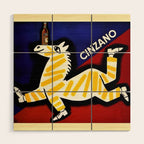 Vintage Cinzano Italian Yellow Zebra Advertisement Wall Art Wood Wall Art Gallery Image 1