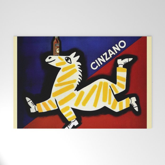 Vintage Cinzano Italian Yellow Zebra Advertisement Wall Art Welcome Mat Gallery Image 1