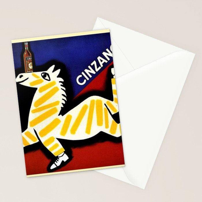 Vintage Cinzano Italian Yellow Zebra Advertisement Wall Art Stationery Card Gallery Image 2