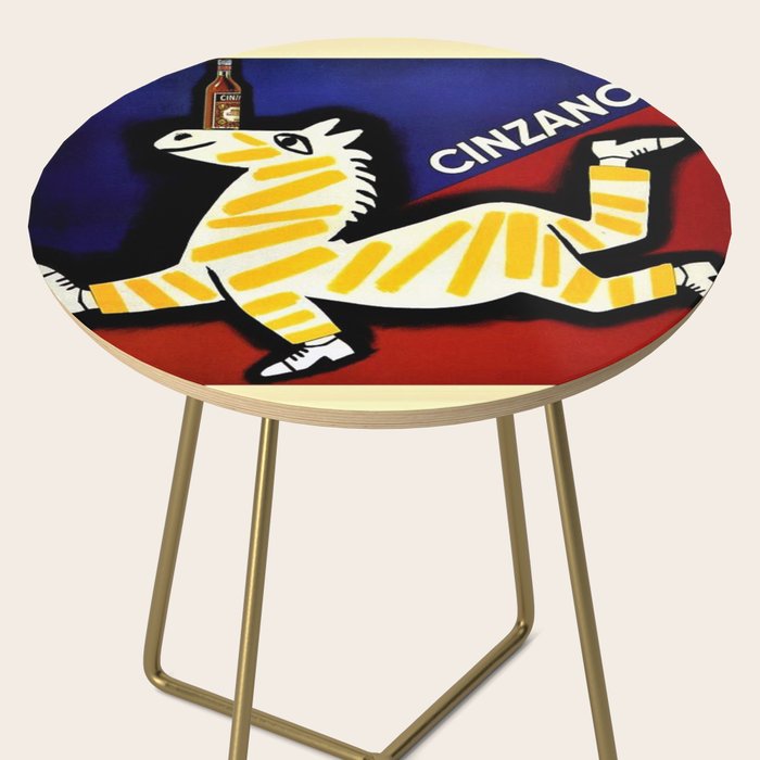 Vintage Cinzano Italian Yellow Zebra Advertisement Wall Art Side Table Gallery Image 2