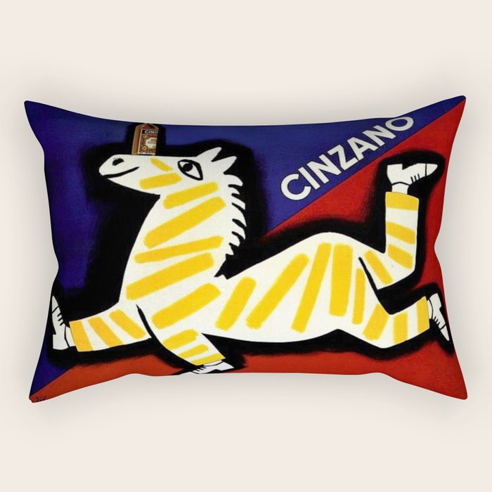 Vintage Cinzano Italian Yellow Zebra Advertisement Wall Art Rectangular Pillow Gallery Image 2