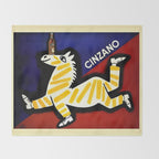 Vintage Cinzano Italian Yellow Zebra Advertisement Wall Art Throw Blanket Gallery Image 2