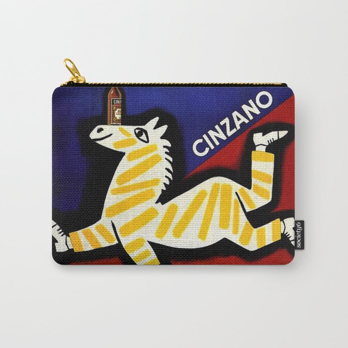 Vintage Cinzano Italian Yellow Zebra Advertisement Wall Art Carry All Pouch Gallery Image 1