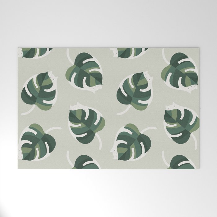 Monstera Cat pattern 1 Welcome Mat Gallery Image 1