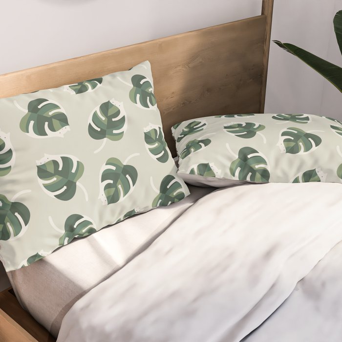 Monstera Cat pattern 1 Pillow Sham Gallery Image 2