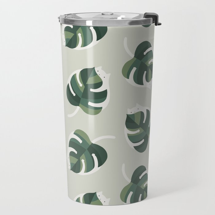 Monstera Cat pattern 1 Travel Mug Gallery Image 2