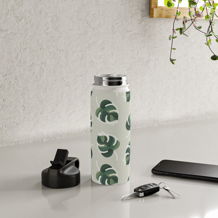 Monstera Cat pattern 1 Water Bottle Gallery Image 4