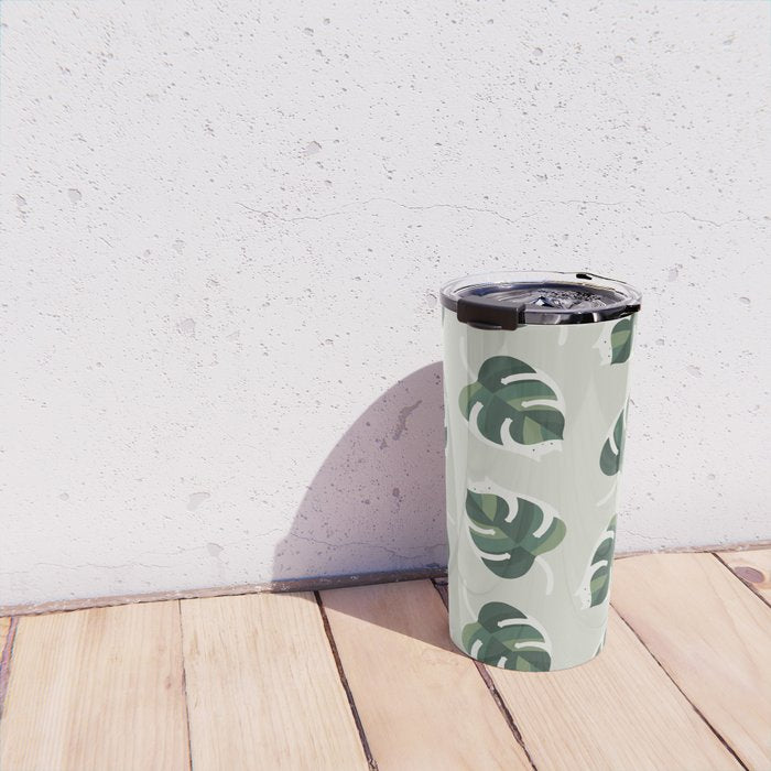 Monstera Cat pattern 1 Travel Mug Gallery Image 4