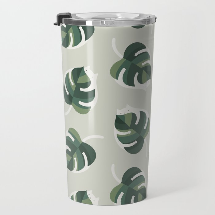 Monstera Cat pattern 1 Travel Mug Gallery Image 3