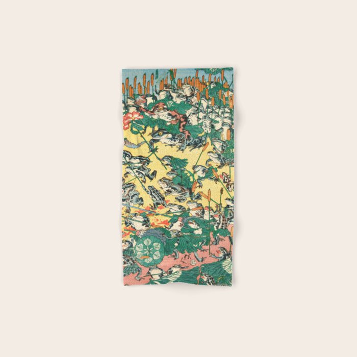 Fashionable Battle of Frogs by Kawanabe Kyosai, 1864 Bath Towel Gallery Image 1