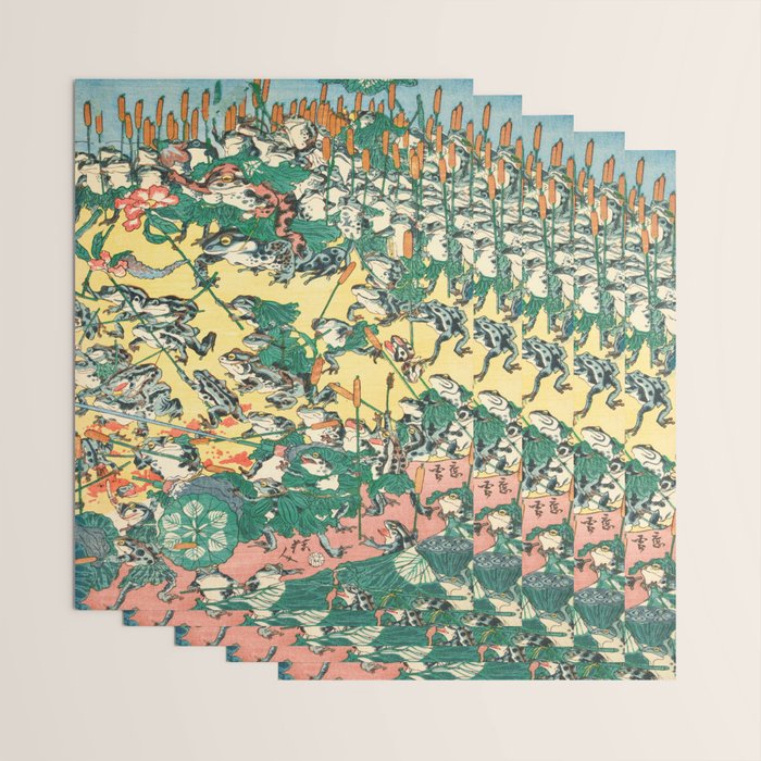 Fashionable Battle of Frogs by Kawanabe Kyosai, 1864 Wrapping Paper Gallery Image 3