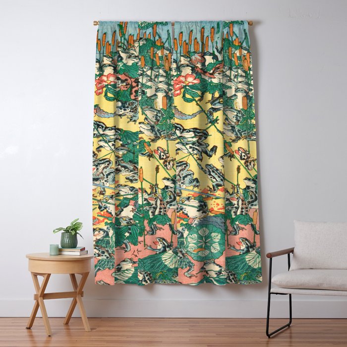 Fashionable Battle of Frogs by Kawanabe Kyosai, 1864 Window Curtain Gallery Image 1