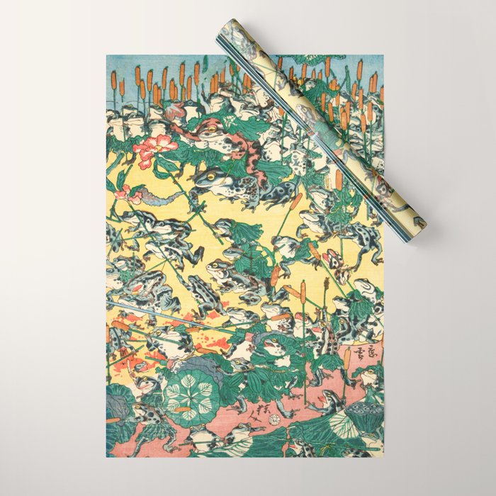 Fashionable Battle of Frogs by Kawanabe Kyosai, 1864 Wrapping Paper Gallery Image 1