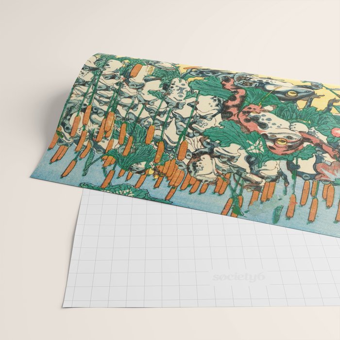 Fashionable Battle of Frogs by Kawanabe Kyosai, 1864 Wrapping Paper Gallery Image 2