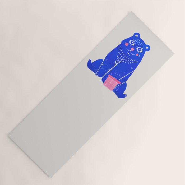 Blue Christmas Bear Yoga Mat Gallery Image 1