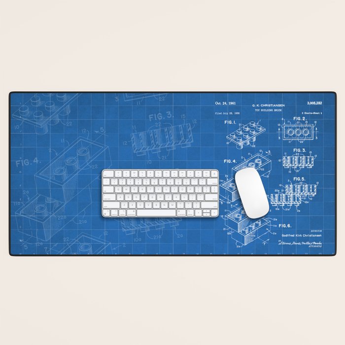 Legos Patent - Legos Brick Art - Blueprint Desk Mat Gallery Image 1