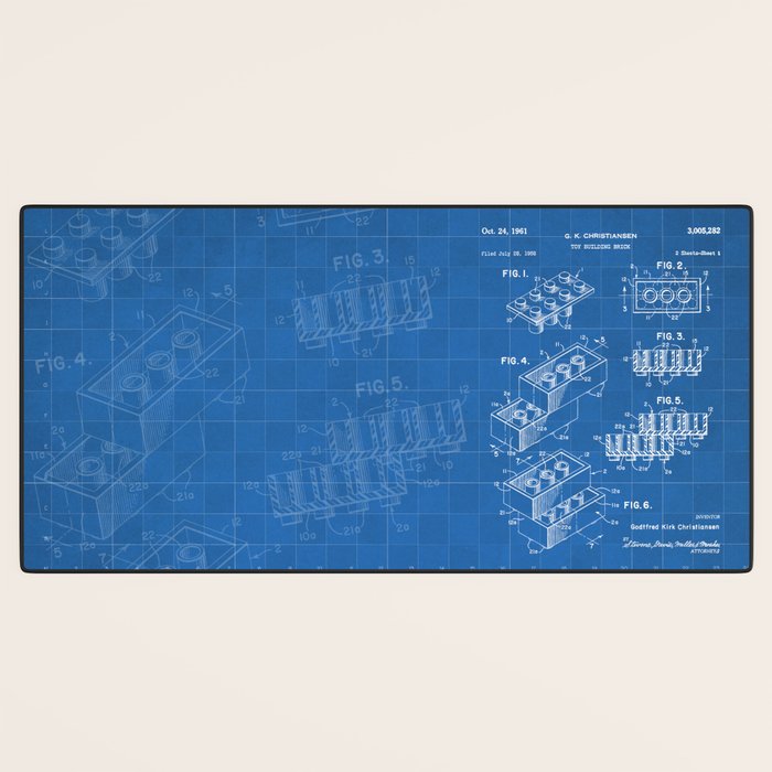 Legos Patent - Legos Brick Art - Blueprint Desk Mat Gallery Image 3