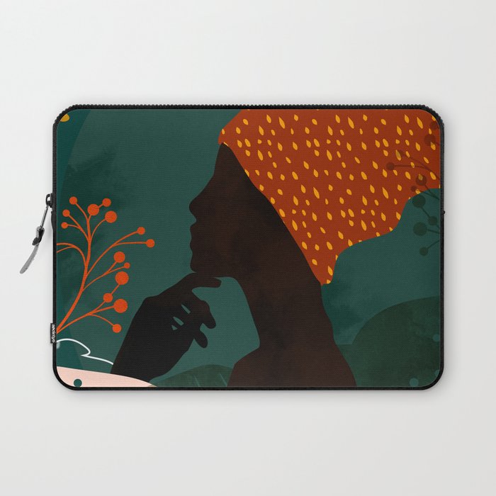 mid century black summer garden Laptop Sleeve Gallery Image 1