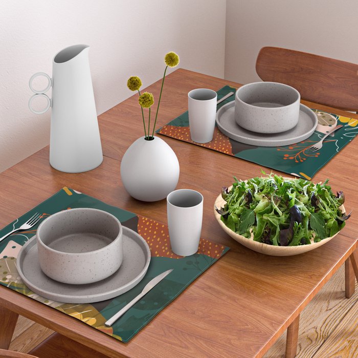 mid century black summer garden Placemat Gallery Image 2