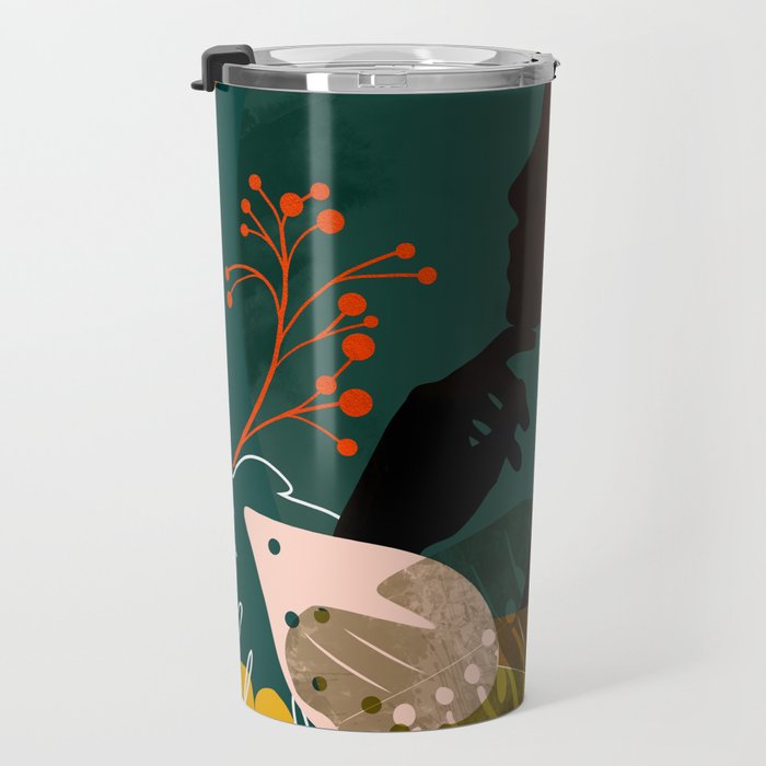mid century black summer garden Travel Mug Gallery Image 3