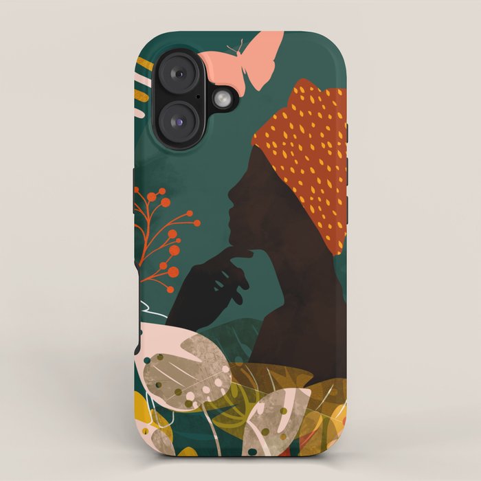 mid century black summer garden iPhone Case Gallery Image 1