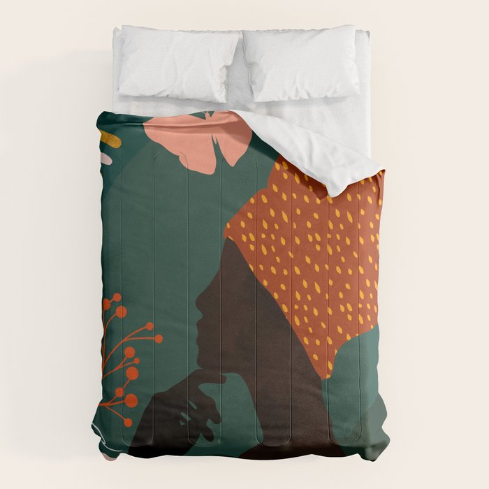 mid century black summer garden Comforter Gallery Image 1