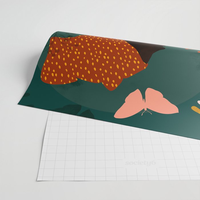 mid century black summer garden Wrapping Paper Gallery Image 2