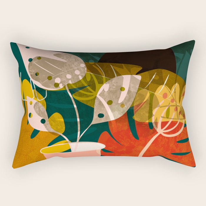 mid century black summer garden Rectangular Pillow Gallery Image 2