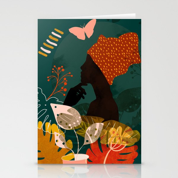 mid century black summer garden Stationery Card Gallery Image 2