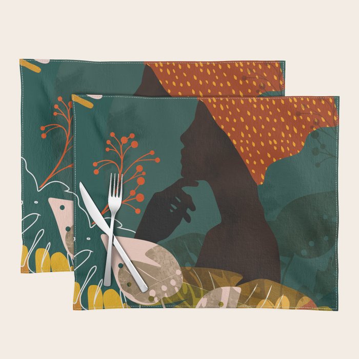 mid century black summer garden Placemat Gallery Image 1