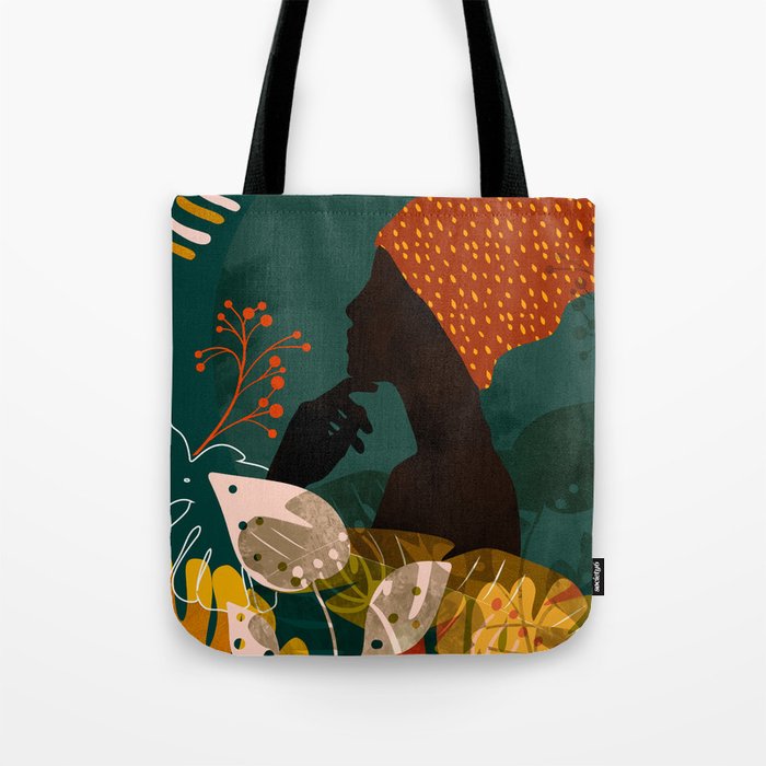 mid century black summer garden Tote Bag Gallery Image 1