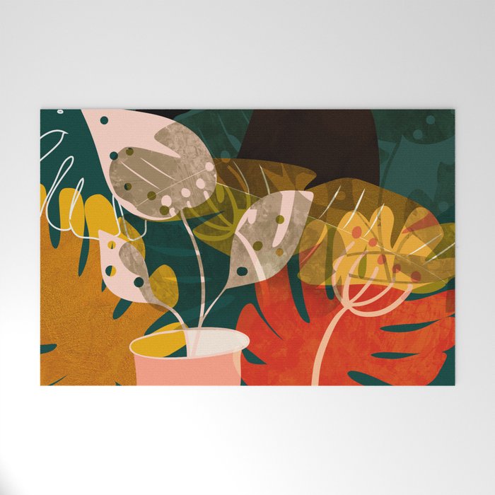 mid century black summer garden Welcome Mat Gallery Image 1