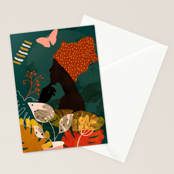 mid century black summer garden Stationery Card Gallery Image 2