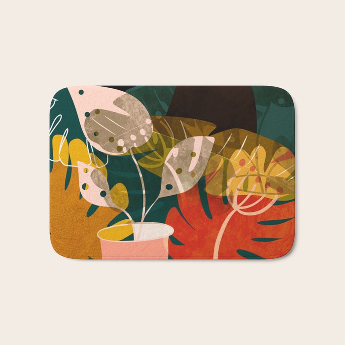 mid century black summer garden Bath Mat Gallery Image 1