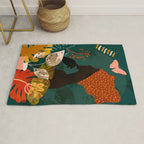 mid century black summer garden Rug Gallery Image 1