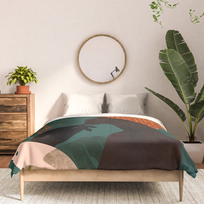 mid century black summer garden Comforter Gallery Image 3