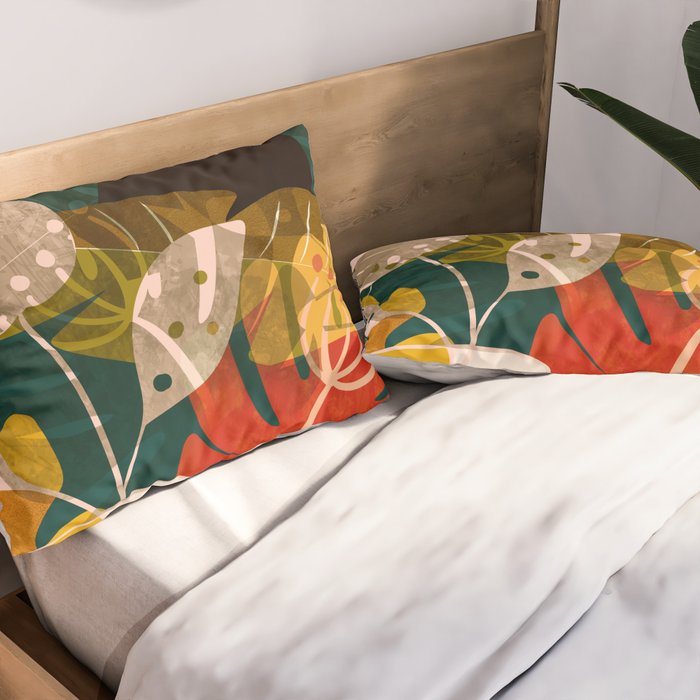 mid century black summer garden Pillow Sham Gallery Image 2