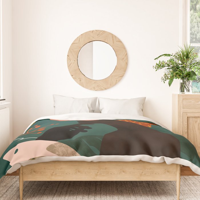 mid century black summer garden Duvet Cover Gallery Image 3