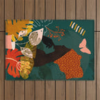 mid century black summer garden Outdoor Rug Gallery Image 1