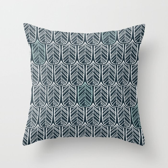 Feather Tile Navy Throw Pillow Gallery Image 6
