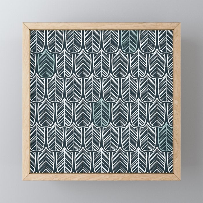 Feather Tile Navy Mini Art Print Gallery Image 1