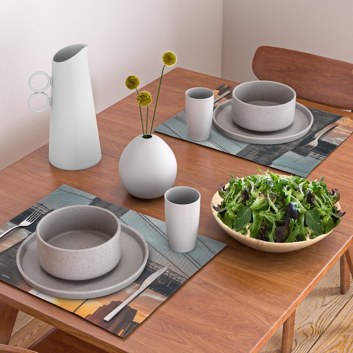 New York City Brooklyn Bridge during winter Placemat Gallery Image 2