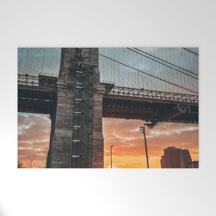 New York City Brooklyn Bridge during winter Welcome Mat Gallery Image 1