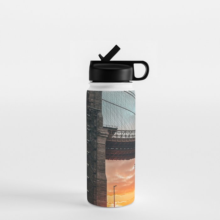 New York City Brooklyn Bridge during winter Water Bottle