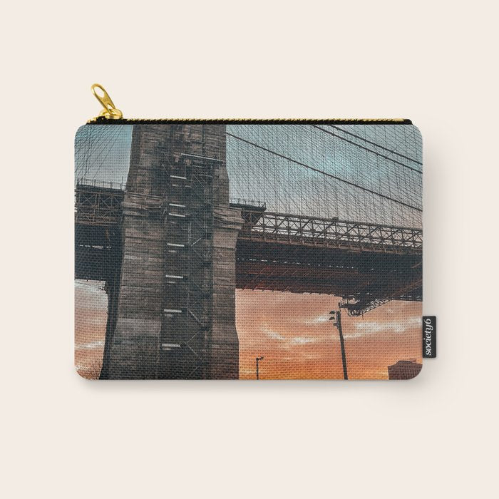 New York City Brooklyn Bridge during winter Carry All Pouch Gallery Image 1