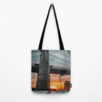 New York City Brooklyn Bridge during winter Tote Bag Gallery Image 2