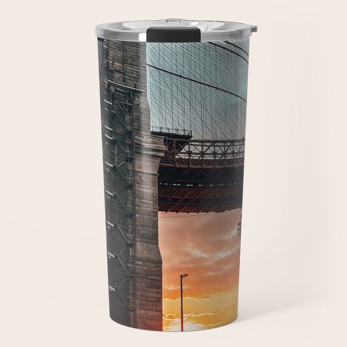 New York City Brooklyn Bridge during winter Travel Mug Gallery Image 1