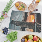 New York City Brooklyn Bridge during winter Cutting Board Gallery Image 2