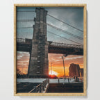 New York City Brooklyn Bridge during winter Serving Tray Gallery Image 1
