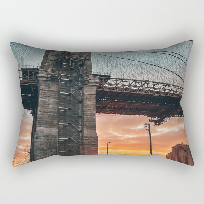 New York City Brooklyn Bridge during winter Rectangular Pillow Gallery Image 2